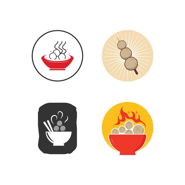 Icono Albóndigas Logotipo Albóndigas Comida Asiática Adecuado Para Negocios — Vector de stock