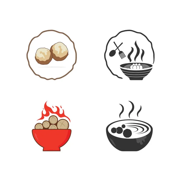 Meatball Icon Asian Food Meatball Logo Suitable Business — Stock Vector
