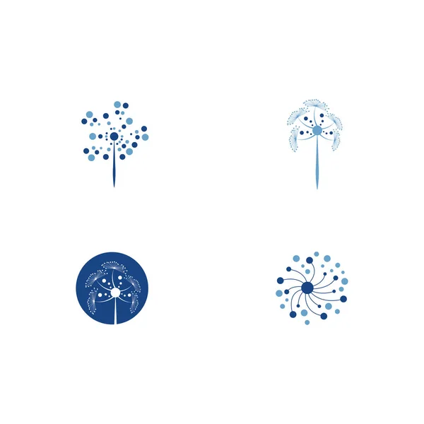 Logo Fleur Pissenlit Avec Illustration Vectorielle — Image vectorielle