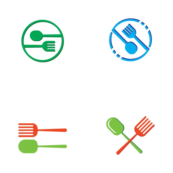 Cucchiaio Forchetta Logo Con Forma Vettoriale — Vettoriale Stock