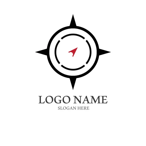 Logo Kompas Dan Simbol Dengan Konsep Vektor - Stok Vektor