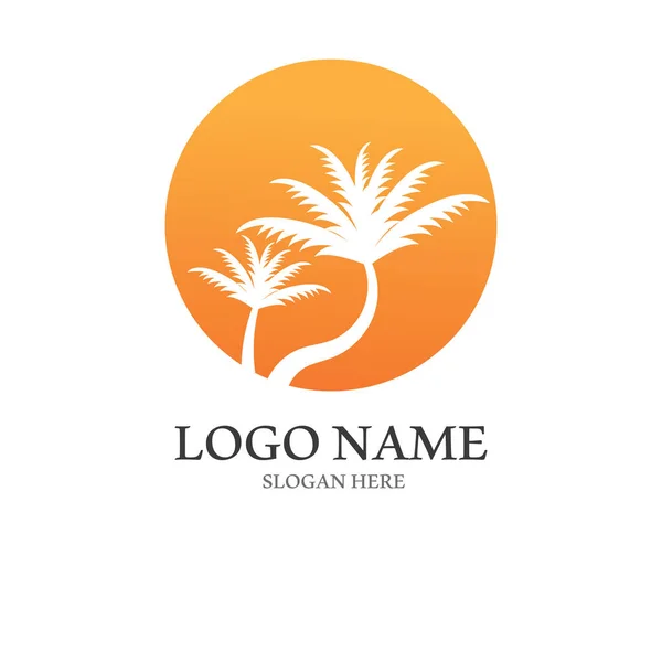 Palm Boom Zomer Logo Template Vector Illustratie — Stockvector