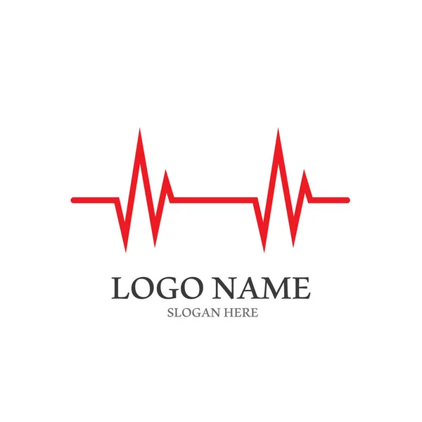 現代的なイラストのコンセプトを持つ医療用ハートビートロゴやパルスラインロゴ — ストックベクタ