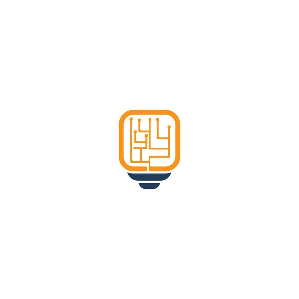 Luz Lâmpada Tecnologia Vetor Logotipo Ícone — Vetor de Stock