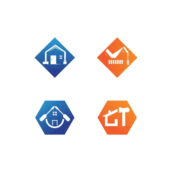 Vektor Logo Design Illustration Der Konstruktion Heimwerker Und Gebäude Logo — Stockvektor