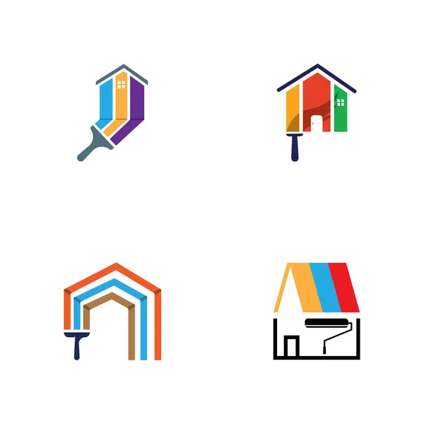 Vektor Haus Malerei Logo Design Mehrfarbige Malerei Dekoration Und Reparatur — Stockvektor
