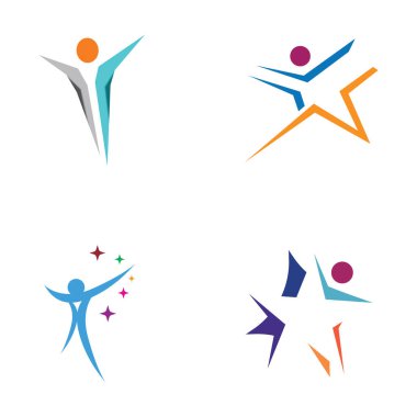 yıldız insanlar logo tasarımı vektör illüstrasyonlu