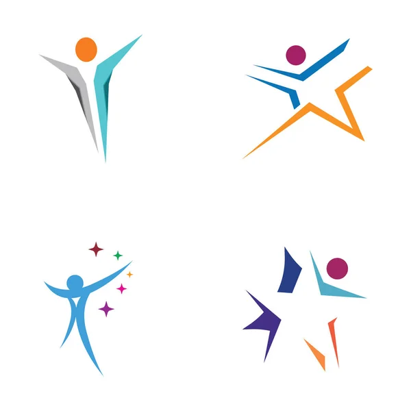 Star People Logo Design Avec Illustration Vectorielle — Image vectorielle