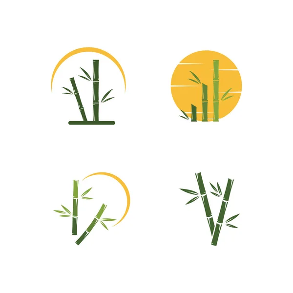 Bambu Logotyp Med Gröna Blad Vektor Illustration — Stock vektor