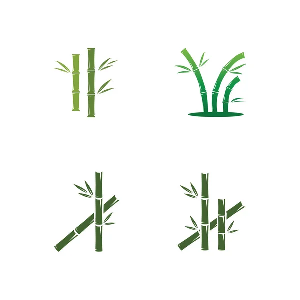 Logo Bambou Avec Des Feuilles Vertes Illustration Vectorielle — Image vectorielle