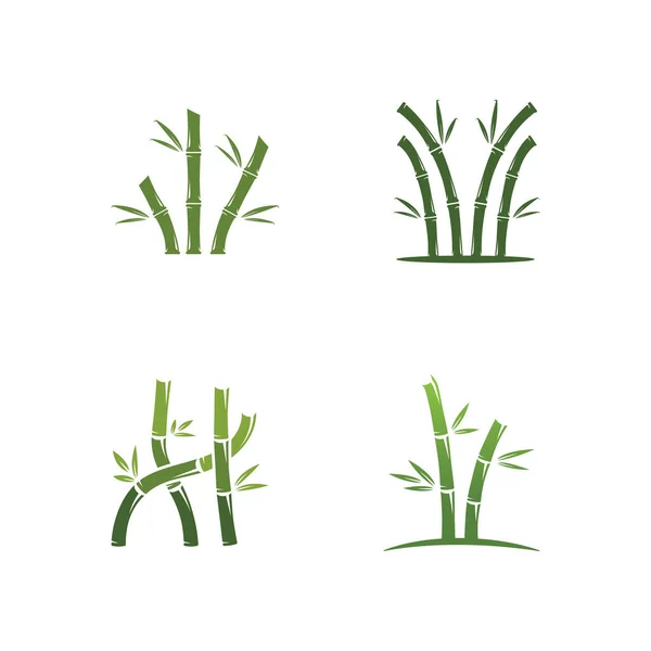 Yeşil Yapraklı Bambu Logosu Vektör Çizimi — Stok Vektör