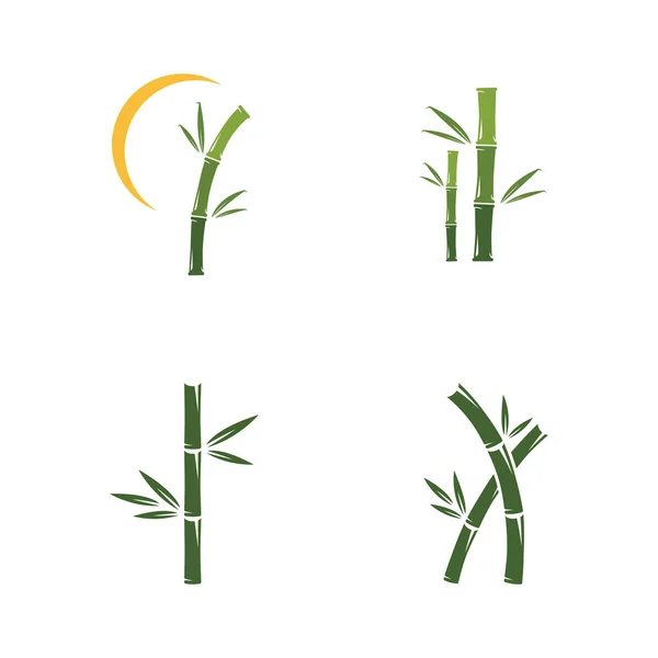 緑の葉で竹のロゴベクトルイラスト — ストックベクタ