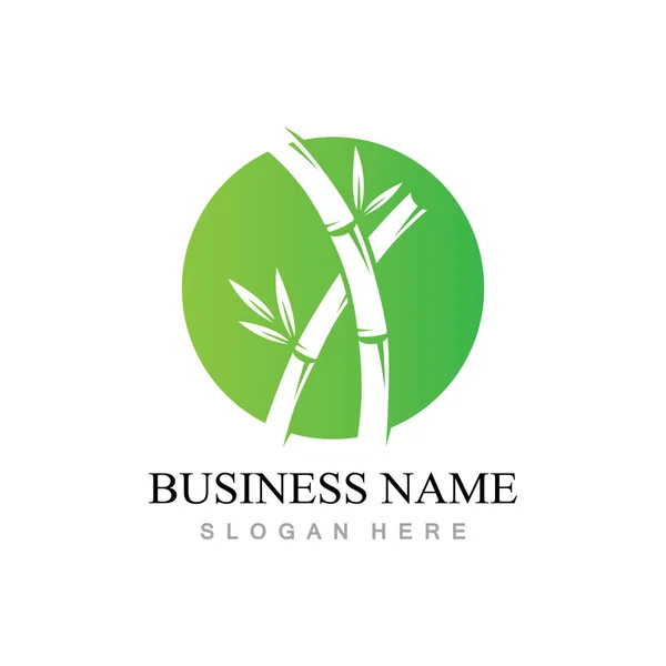 Logotipo Bambu Com Folhas Verdes Ilustração Vetorial — Vetor de Stock