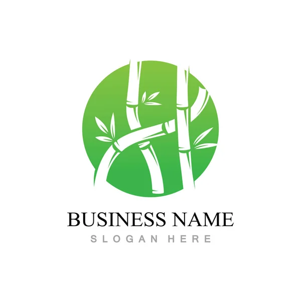 Логотип Бамбука Векторной Иллюстрацией Зеленых Листьев — стоковый вектор