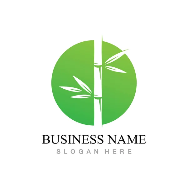Bamboe Logo Met Groene Bladeren Vector Illustratie — Stockvector