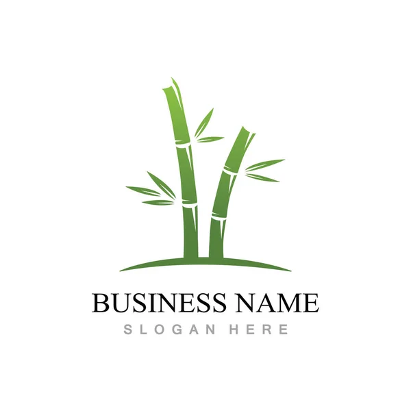 Logotipo Bambu Com Folhas Verdes Ilustração Vetorial — Vetor de Stock