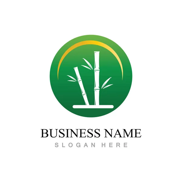 Logotipo Bambú Con Ilustración Vectores Hojas Verdes — Archivo Imágenes Vectoriales