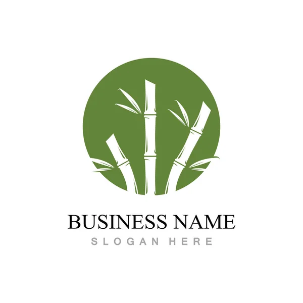 Logotipo Bambú Con Ilustración Vectores Hojas Verdes — Vector de stock