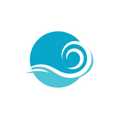 Dalga plajı logo tasarımı vektör çizimi