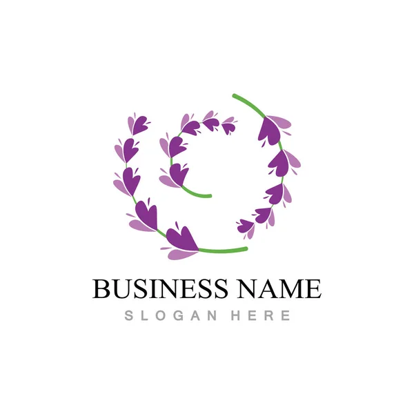 Świeży Kwiat Lawendy Logo Płaski Design — Wektor stockowy