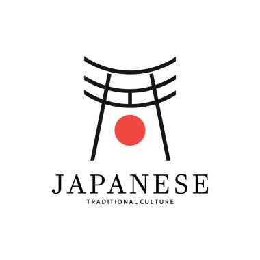 Japon torii kapısı logo tasarımı vektör çizimi