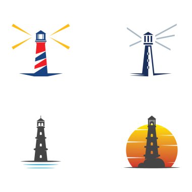 Işık evi Logo şablonu simge vektör çizim 