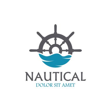 Okyanus dalgalı dümen logosu dizaynı.