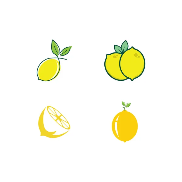 葉と新鮮なレモンフルーツロゴ 新鮮なレモンフルーツドリンクのための — ストックベクタ