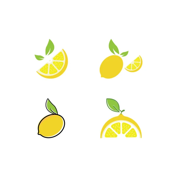 Logo Świeżych Owoców Cytrynowych Liśćmi Świeżych Owoców Cytrynowych — Wektor stockowy