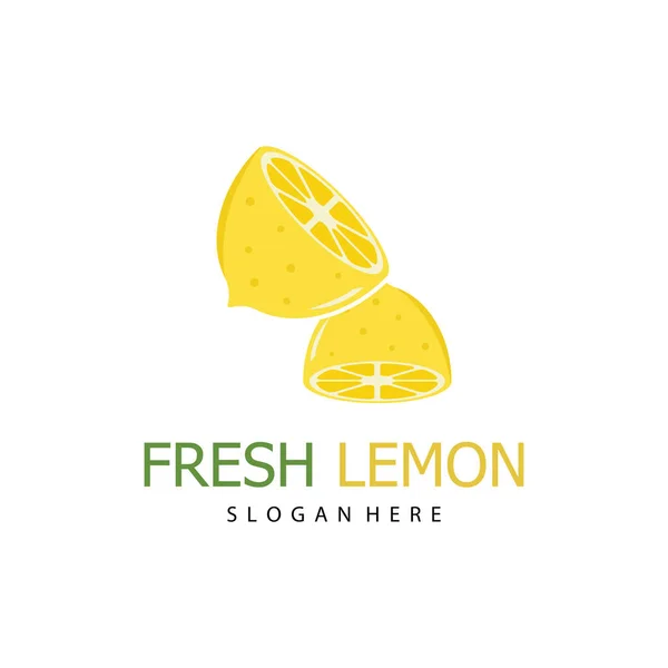Logo Fruits Citron Frais Avec Feuilles Pour Boisson Fraîche Fruits — Image vectorielle