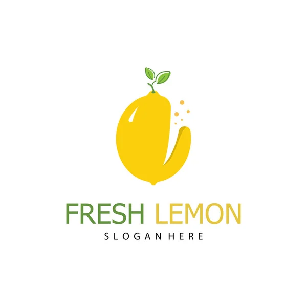 Логотип Свежих Лимонных Фруктов Листьями Свежих Лимонных Фруктов — стоковый вектор