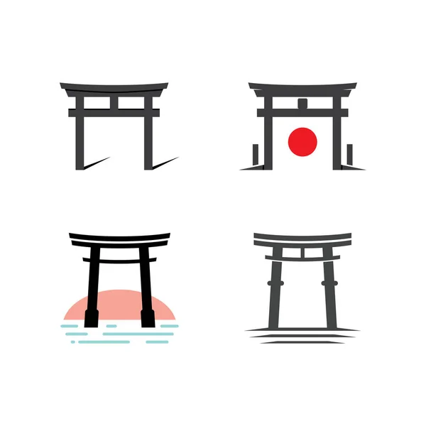 Japanese Torii Gate Logo Design Vector Illustration — Stock Vector