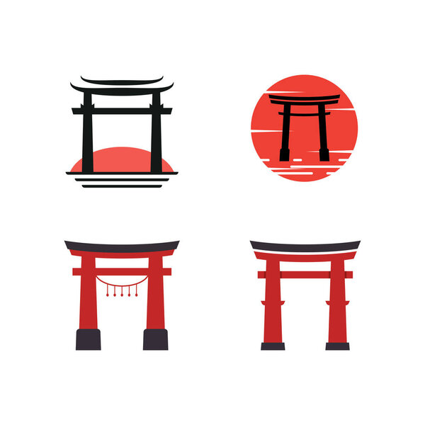 Japanese torii gate logo design vector illustration