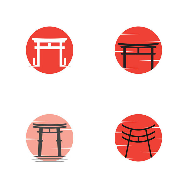 Japanese torii gate logo design vector illustration