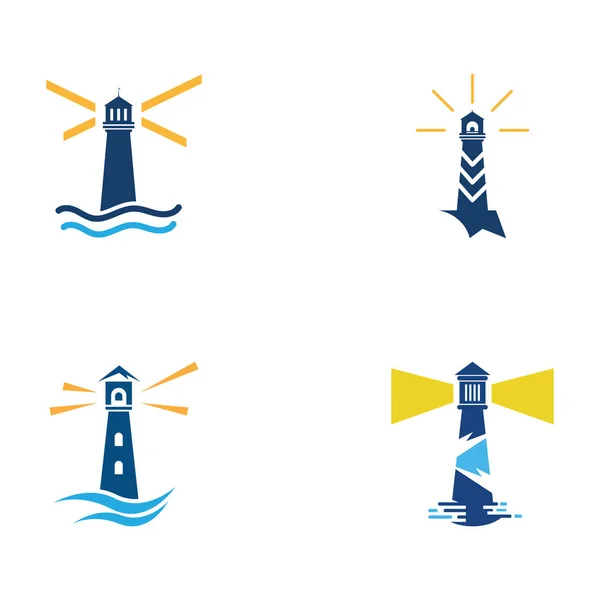 Işık evi Logo şablonu simge vektör çizim 