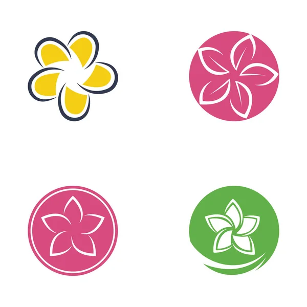 Beauty Plumeria Icon Flowers Design Illustration Template — Stock Vector