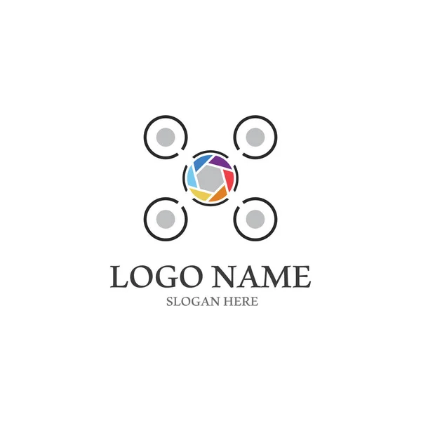 Drone Logo Vector Pictogram Ontwerp Illustratie — Stockvector