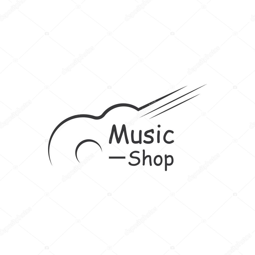 Guitar musical instrument logo with a simple shape.