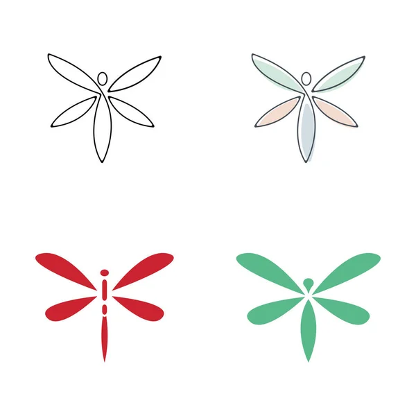 Dragonfly Ilustração Ícone Design Modelo Vetor —  Vetores de Stock