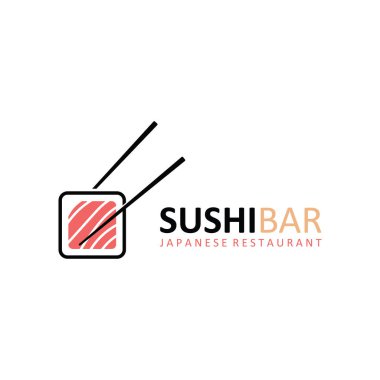 Suşi bar logosu. Suşi vektör logosu ya da Japonca özellikleri.