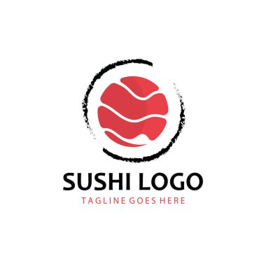 Suşi bar logosu. Suşi vektör logosu ya da Japonca özellikleri.