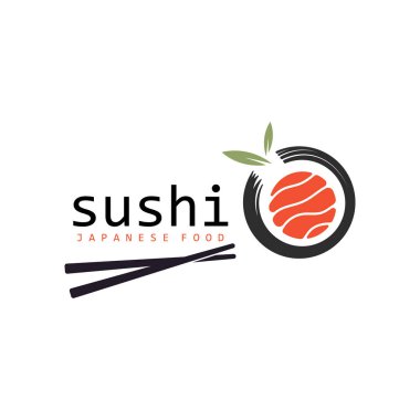 Suşi bar logosu. Suşi vektör logosu ya da Japonca özellikleri.