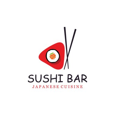 Suşi bar logosu. Suşi vektör logosu ya da Japonca özellikleri.