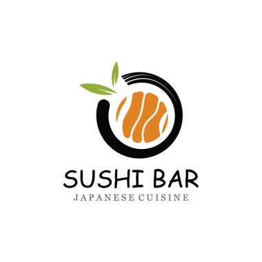 Suşi bar logosu. Suşi vektör logosu ya da Japonca özellikleri.