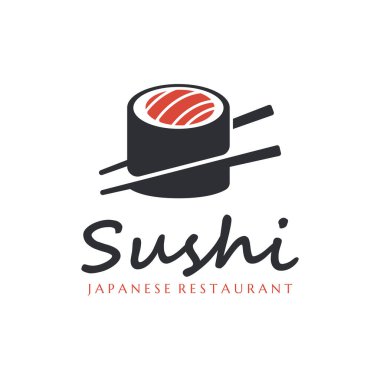 Suşi bar logosu. Suşi vektör logosu ya da Japonca özellikleri.