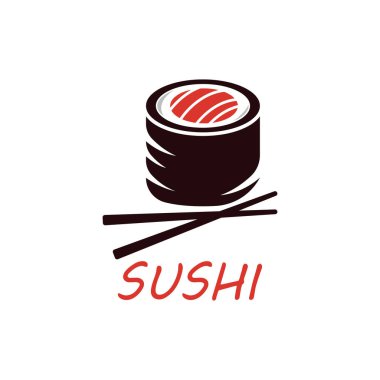 Suşi bar logosu. Suşi vektör logosu ya da Japonca özellikleri.