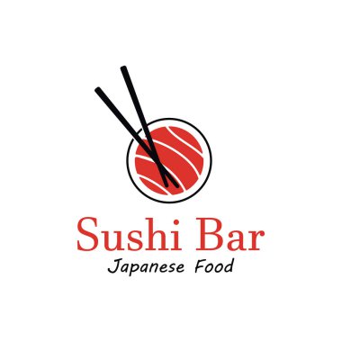 Suşi bar logosu. Suşi vektör logosu ya da Japonca özellikleri.