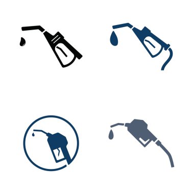 Benzin pompası logosu düz bir şekilde tasarlanmış. Beyaz arkaplanda benzin pompası logo simgesi izole.