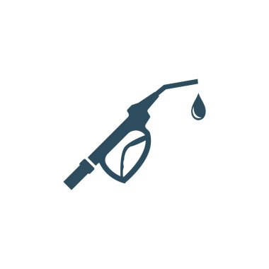 Benzin pompası logosu düz bir şekilde tasarlanmış. Beyaz arkaplanda benzin pompası logo simgesi izole.