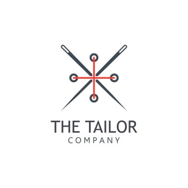 Terzi vektör logosu. Dikiş makinesi logosu. Giysi etiketi için iğne ve iplik logosu.